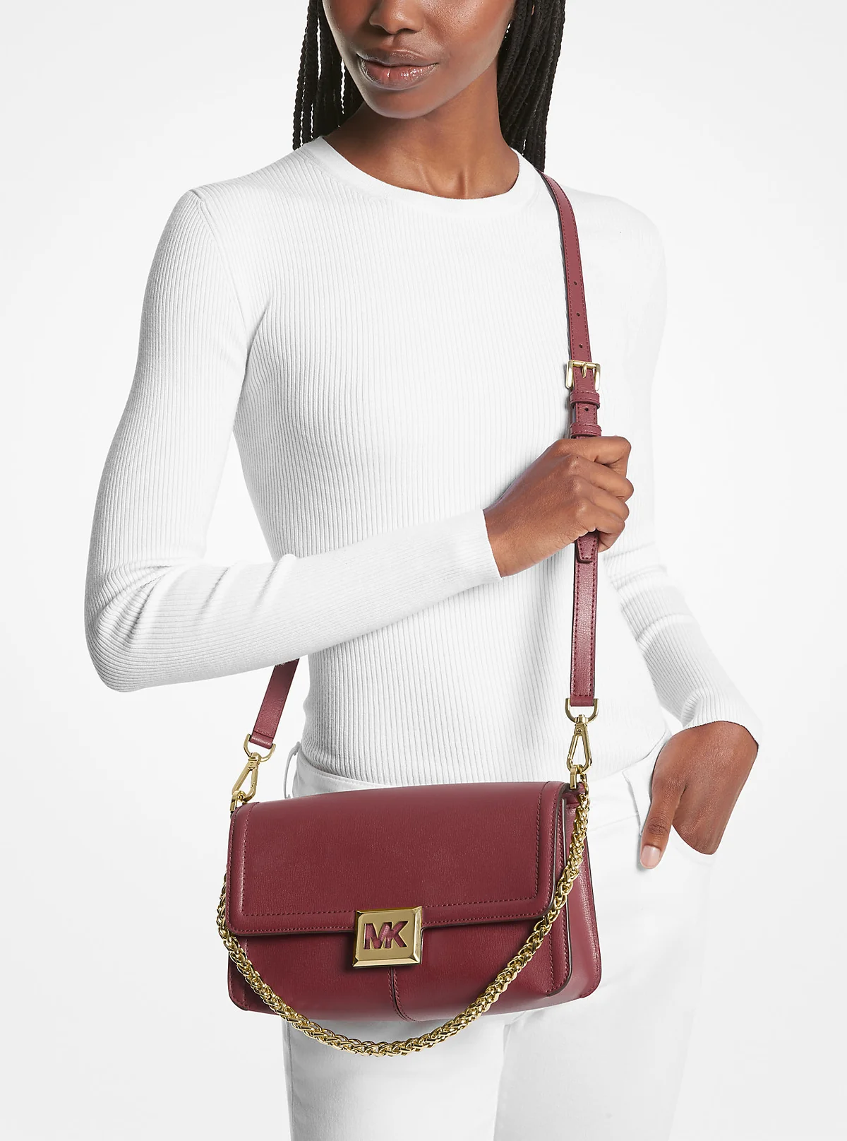 Шкіряна сумка кроссбоді Michael Kors з логотипом 1159825347 (Бордовий One size)