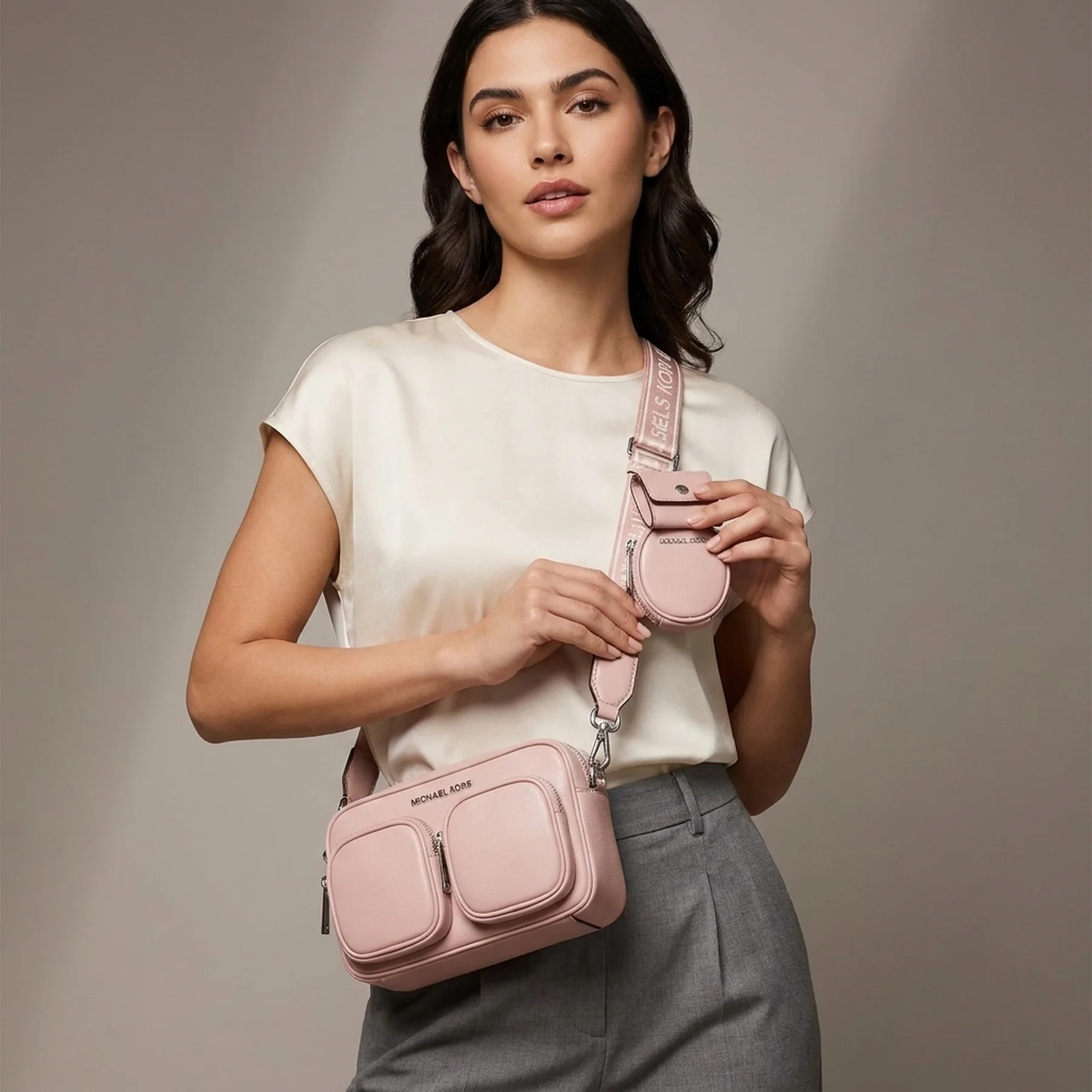 Шкіряна сумка кроссбоді з гаманцем та кейсом для навушників JET SET ITEM Michael Kors 1159857995 Рожевий