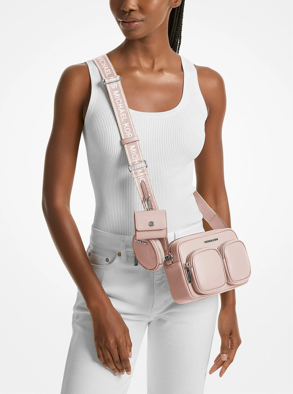 Шкіряна сумка кроссбоді з гаманцем та кейсом для навушників JET SET ITEM Michael Kors 1159857995 Рожевий