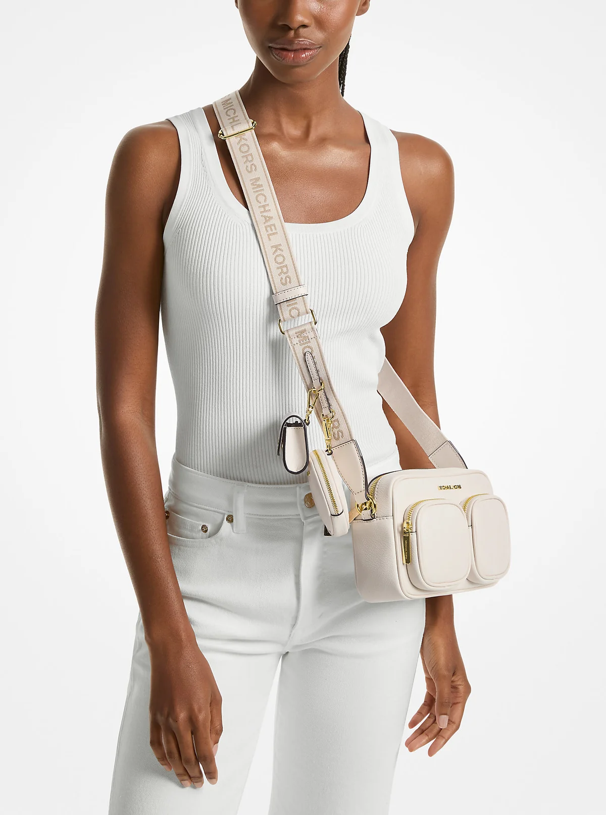 Шкіряна сумка кроссбоді з гаманцем та кейсом для навушників JET SET ITEM Michael Kors 1159857997 Молочний
