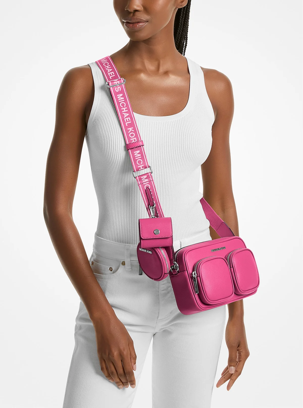Шкіряна сумка кроссбоді з гаманцем та кейсом для навушників Jet Set Michael Kors 1159847416 Рожевий