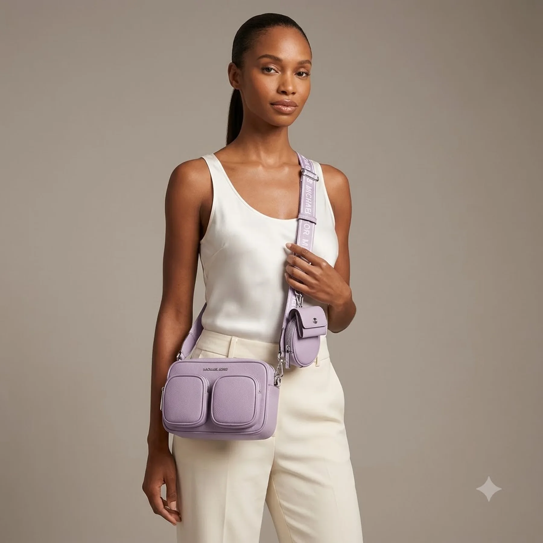 Шкіряна сумка кроссбоді з гаманцем та кейсом для навушників Jet Set Michael Kors 1159857913 Бузковий