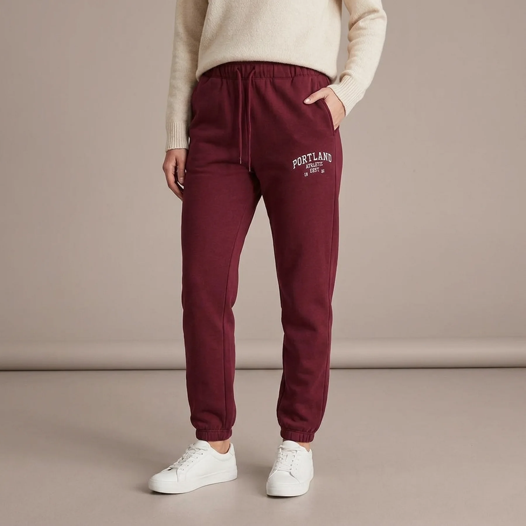 Штани ONLCOLLEGE LIFE PANTS SWT 15235557-Cabernet-Print: PORTLAND ONLY M Бордовий