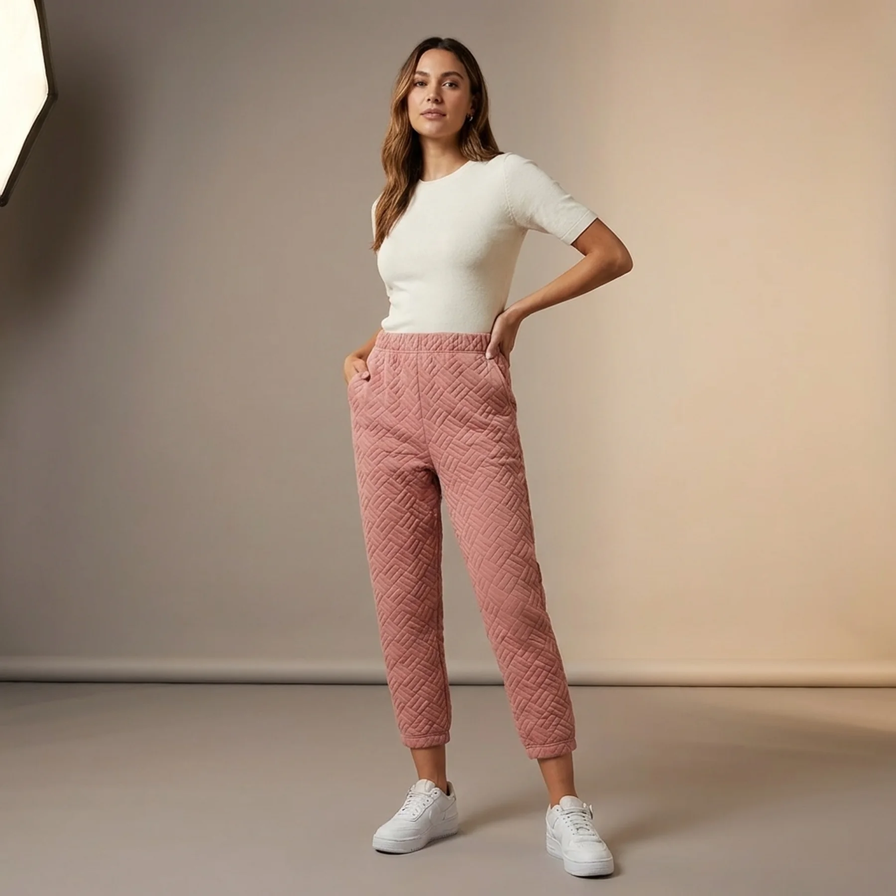 Штани ONLSQUARE HIGHWAIST PANT CC SWT 15234272-Ash Rose ONLY L Розовий