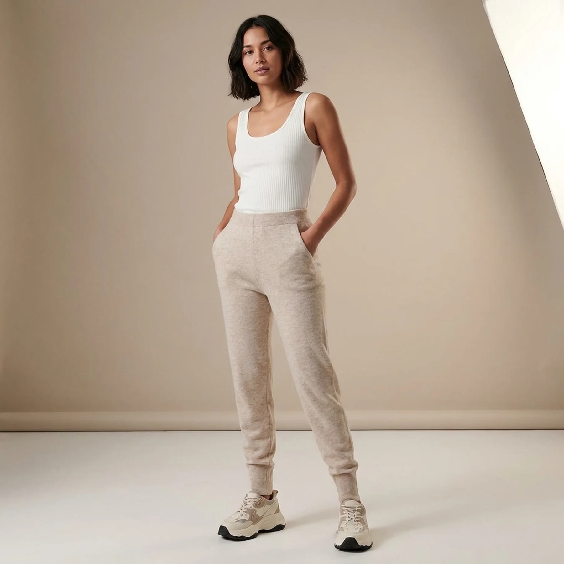 Штани ONLYOUNGER PANTS KNT 15238341-Humus-Detail:W. MELANGE ONLY M Бежевий