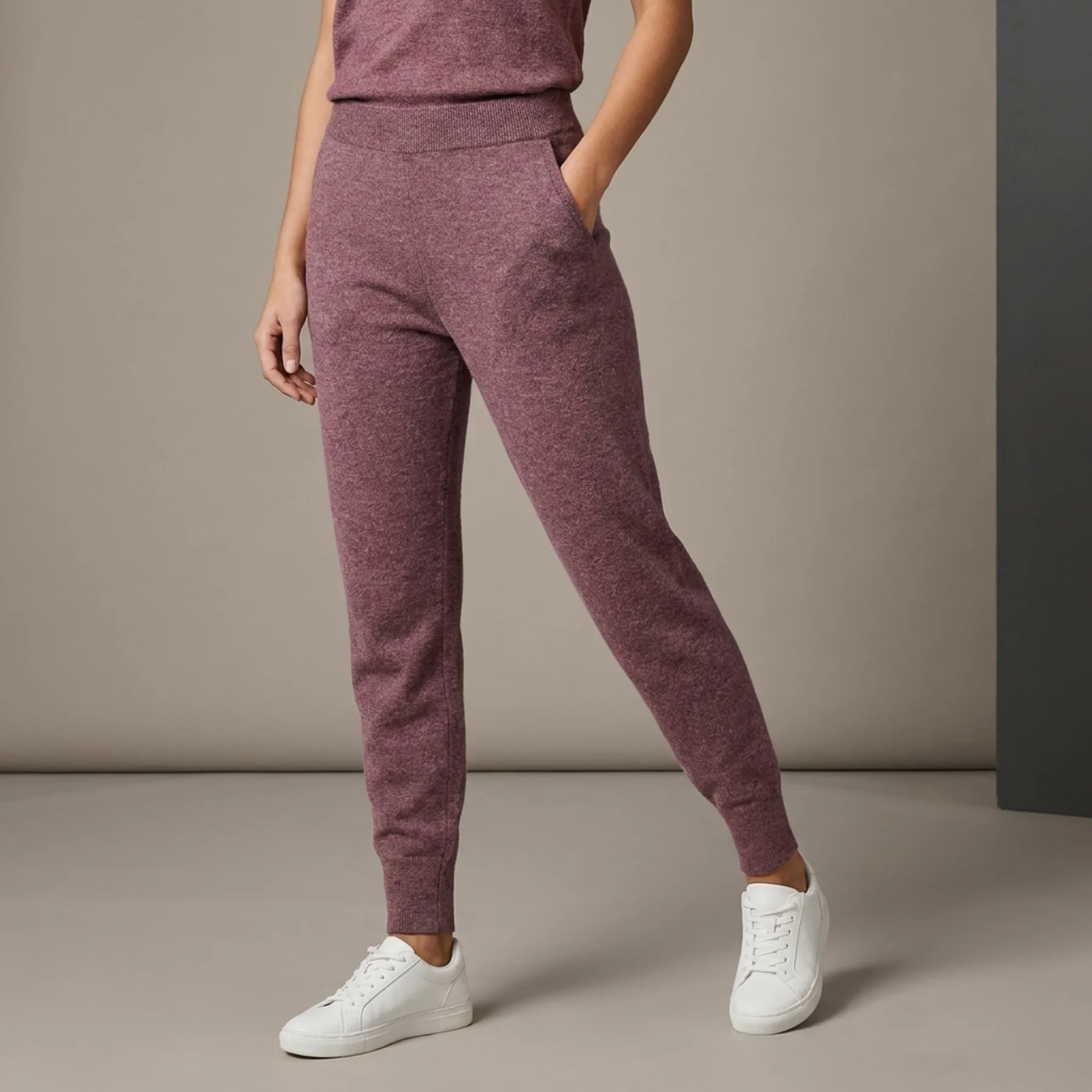 Штани ONLYOUNGER PANTS KNT 15238341-Rose Brown-Detail:W. MELANGE ONLY L Бордовий