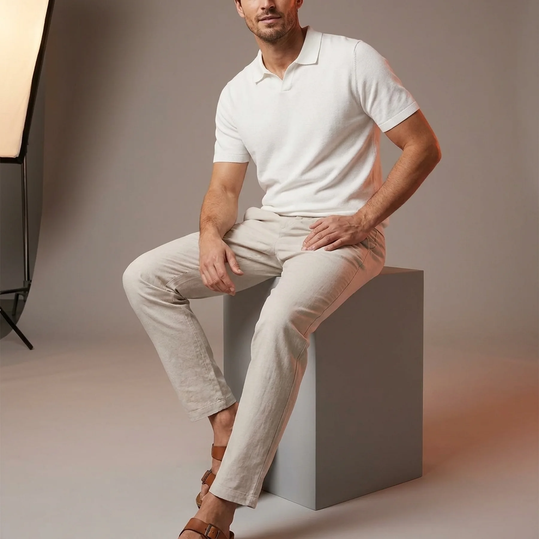 Штани relaxed tapared linen chino 1049703-39546 Tom Tailor XXL Бежевий