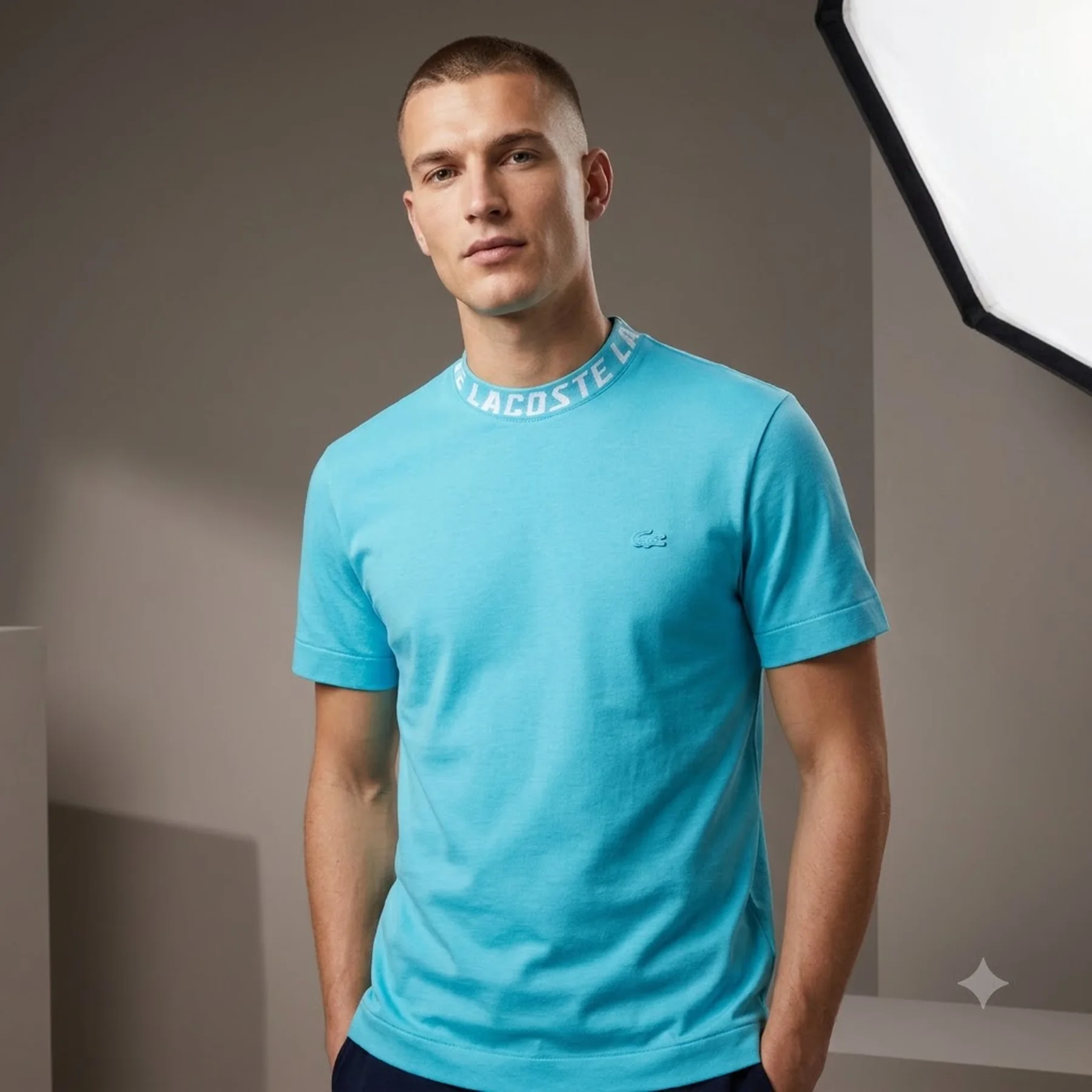 Синя футболка Lacoste Men's Regular Fit Branded