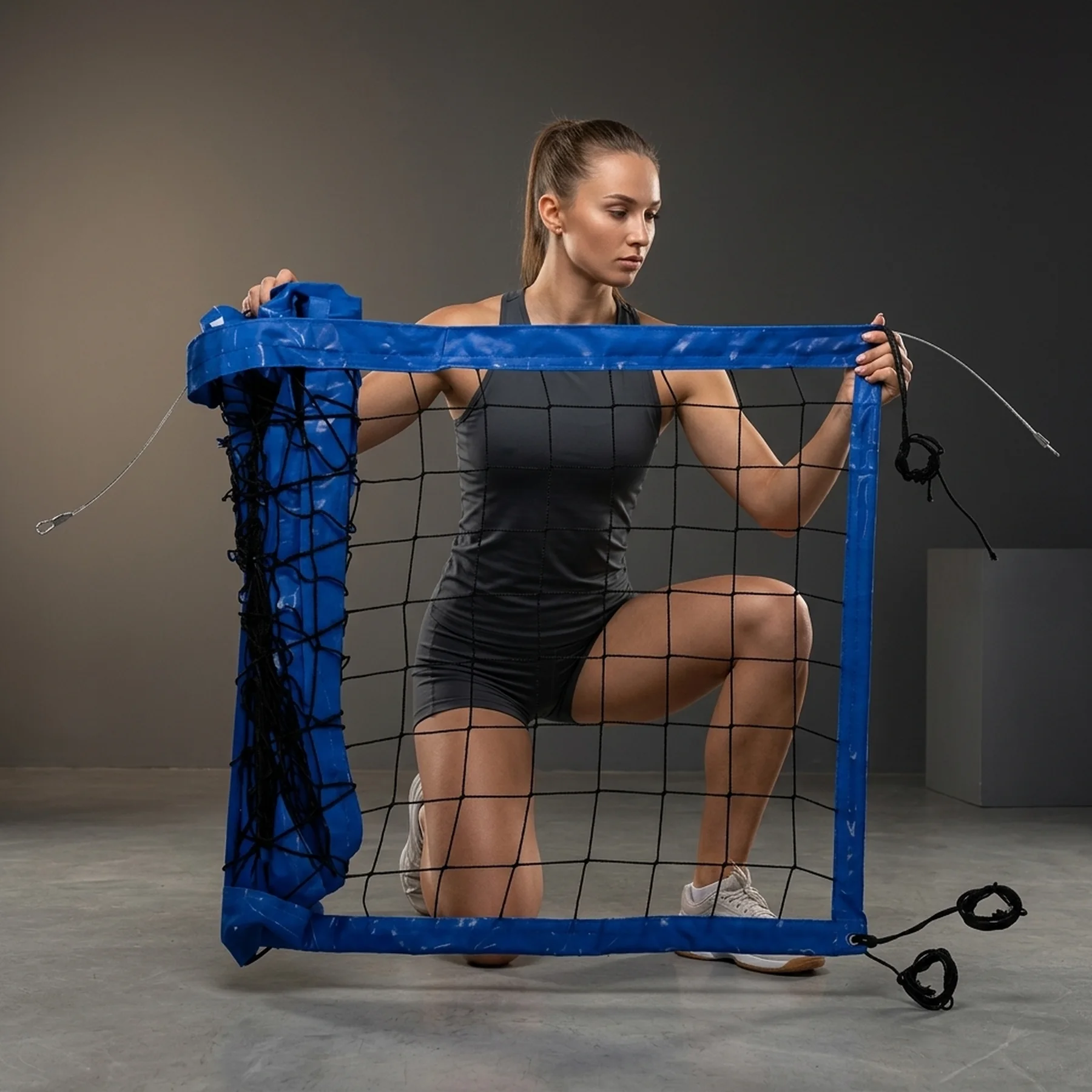 Сітка волейбольна Romi Sport "Професійна" (3мм. поліпропілен, 9,5м.) black/blue