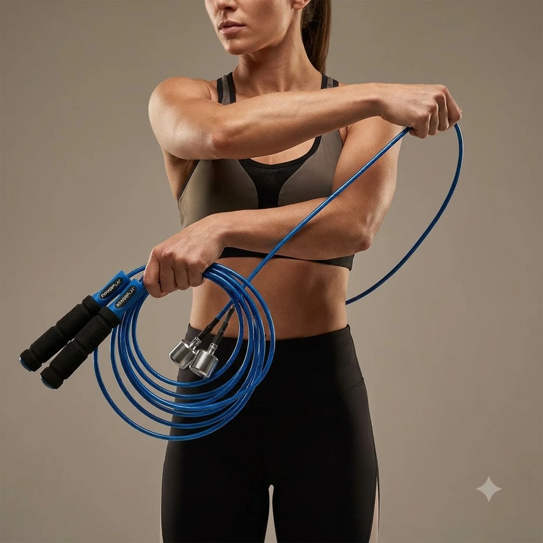 Скакалка швидкісна PowerPlay 4212 X ROPE з обтяжувачами Чорно/Темно синя (120г*2) 3м.
