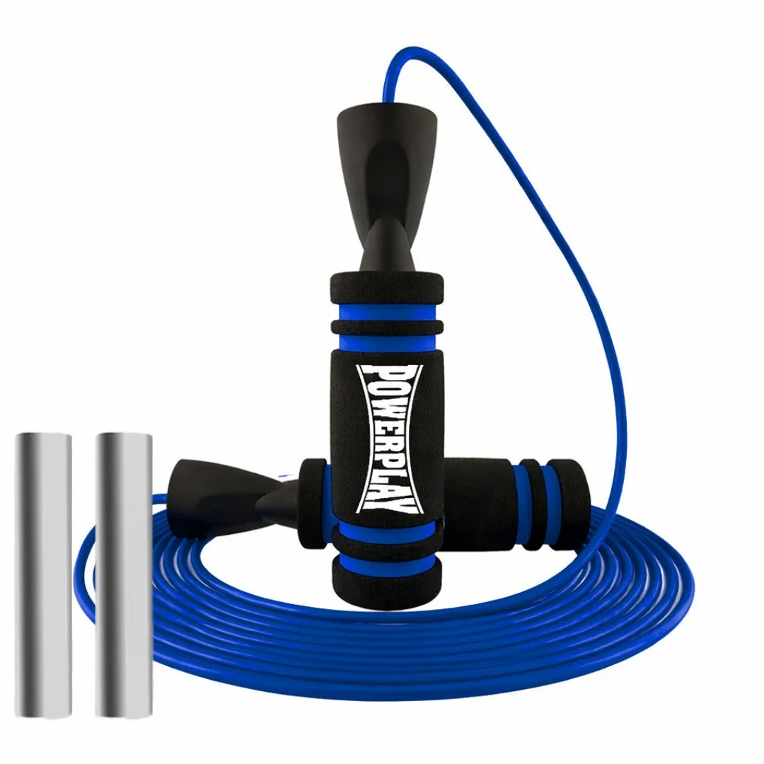 Скакалка швидкісна PowerPlay 4212 X ROPE з обтяжувачами Чорно/Темно синя (120г*2) 3м.