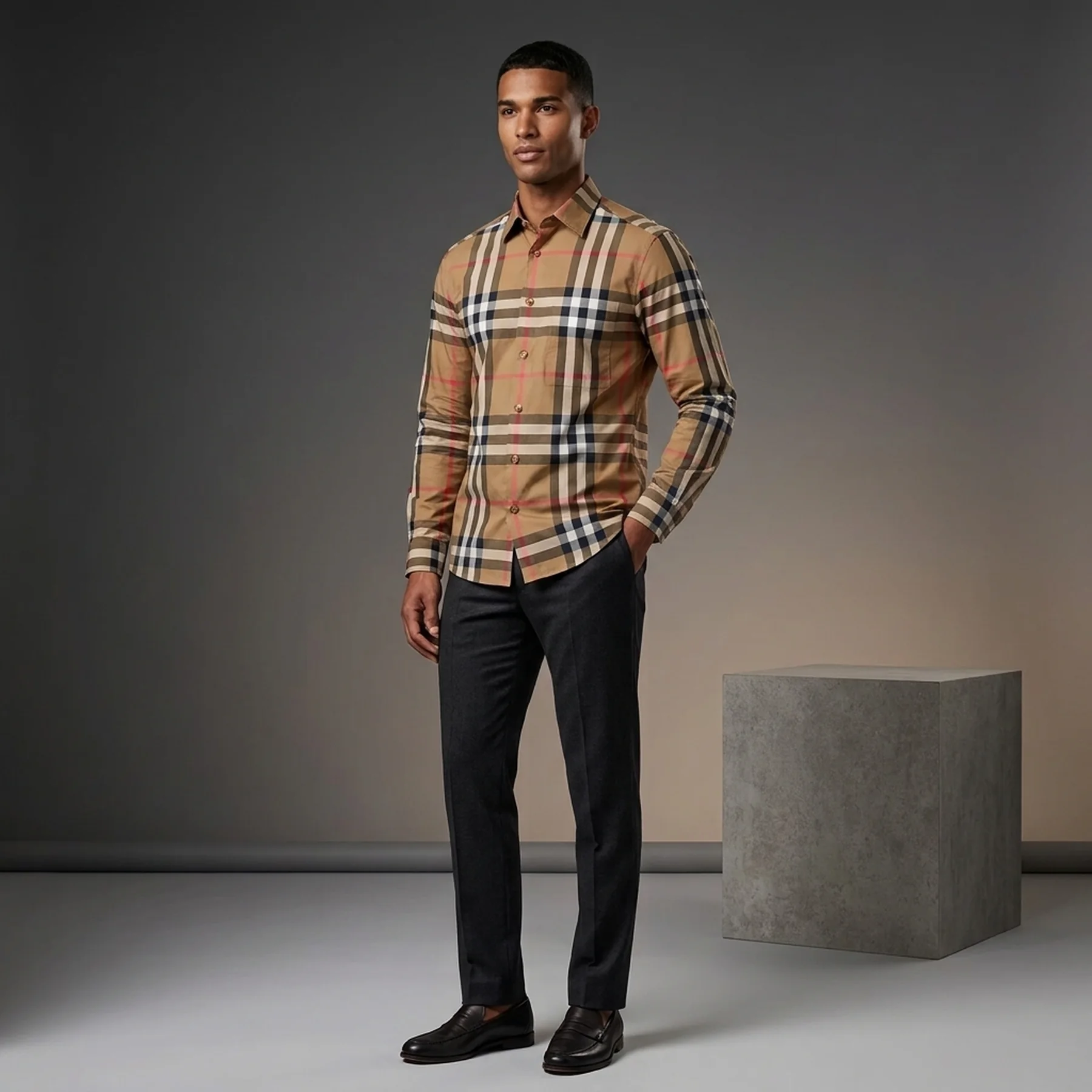 Сорочка BURBERRY CLAVERDON Plaid Long Sleeve Cotton