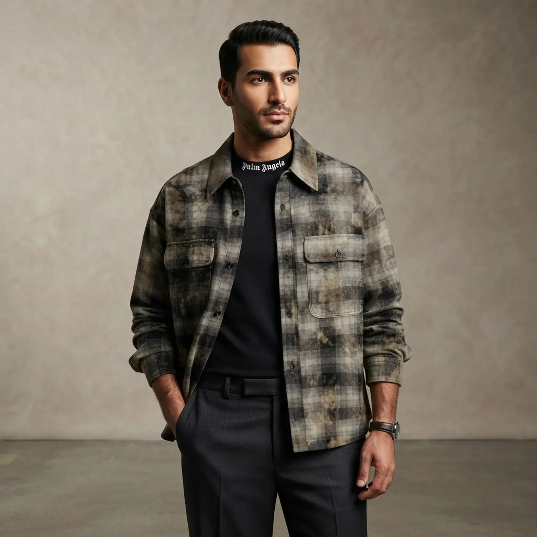 Сорочка Palm Angels Curved Logo Checkered Shirt