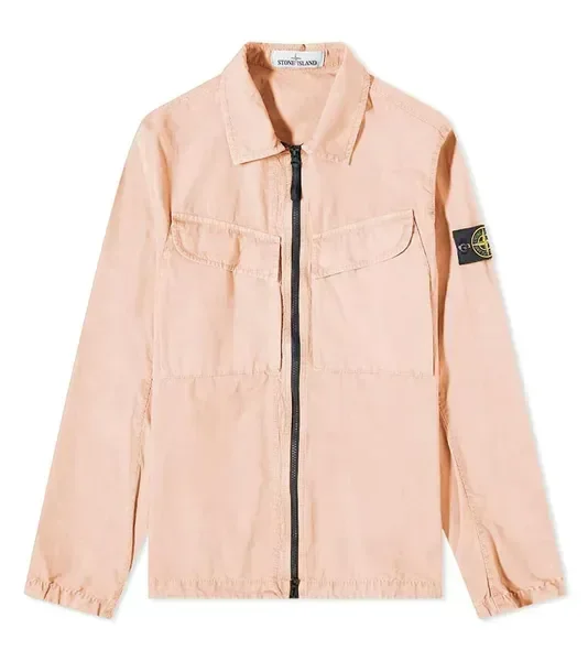 Сорочка Stone Island Brushed Cotton Canvas Zip Overshirt Rose