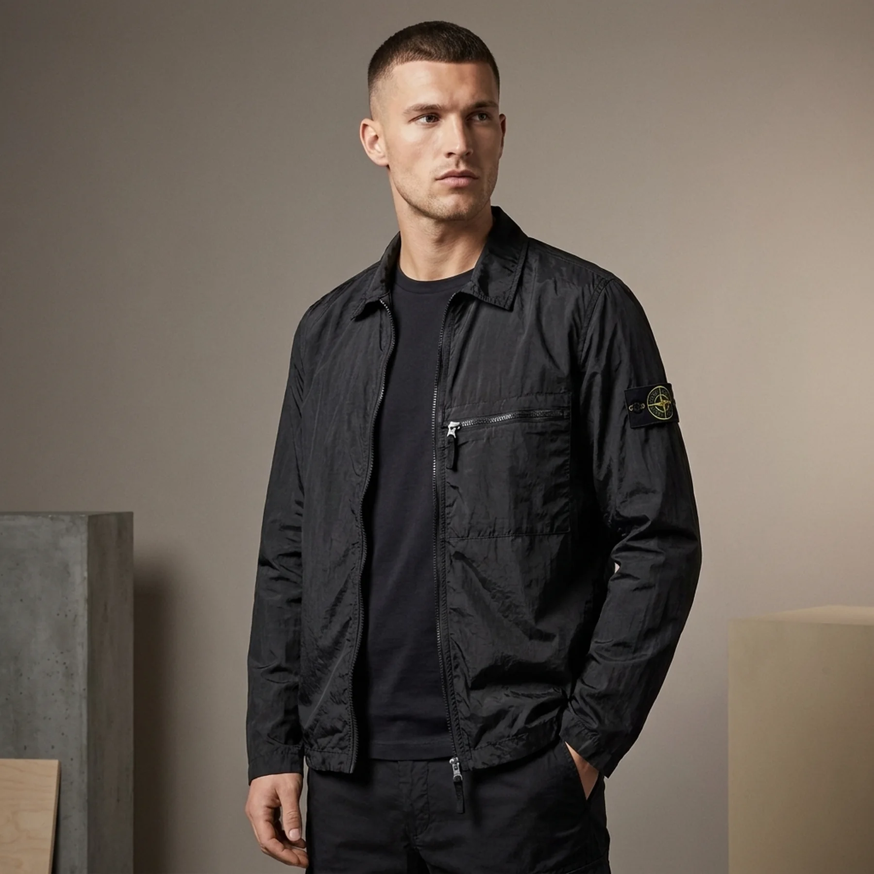 Сорочка Stone Island Logo Patch Overshirt 'Charcoal'