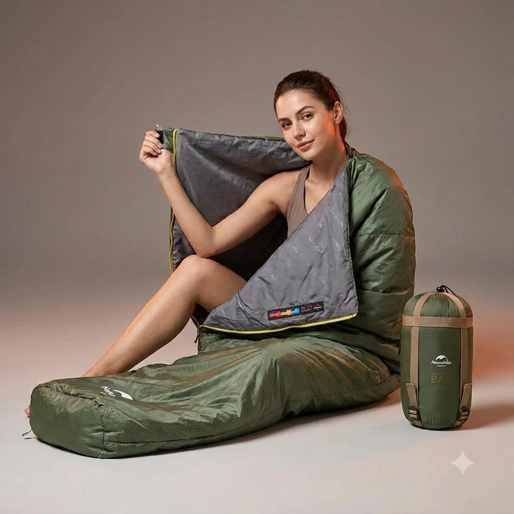 Спальник надлегкий Naturehike Summer LW180 NH21MSD09 лівий, (15°C), p-p M, зелений