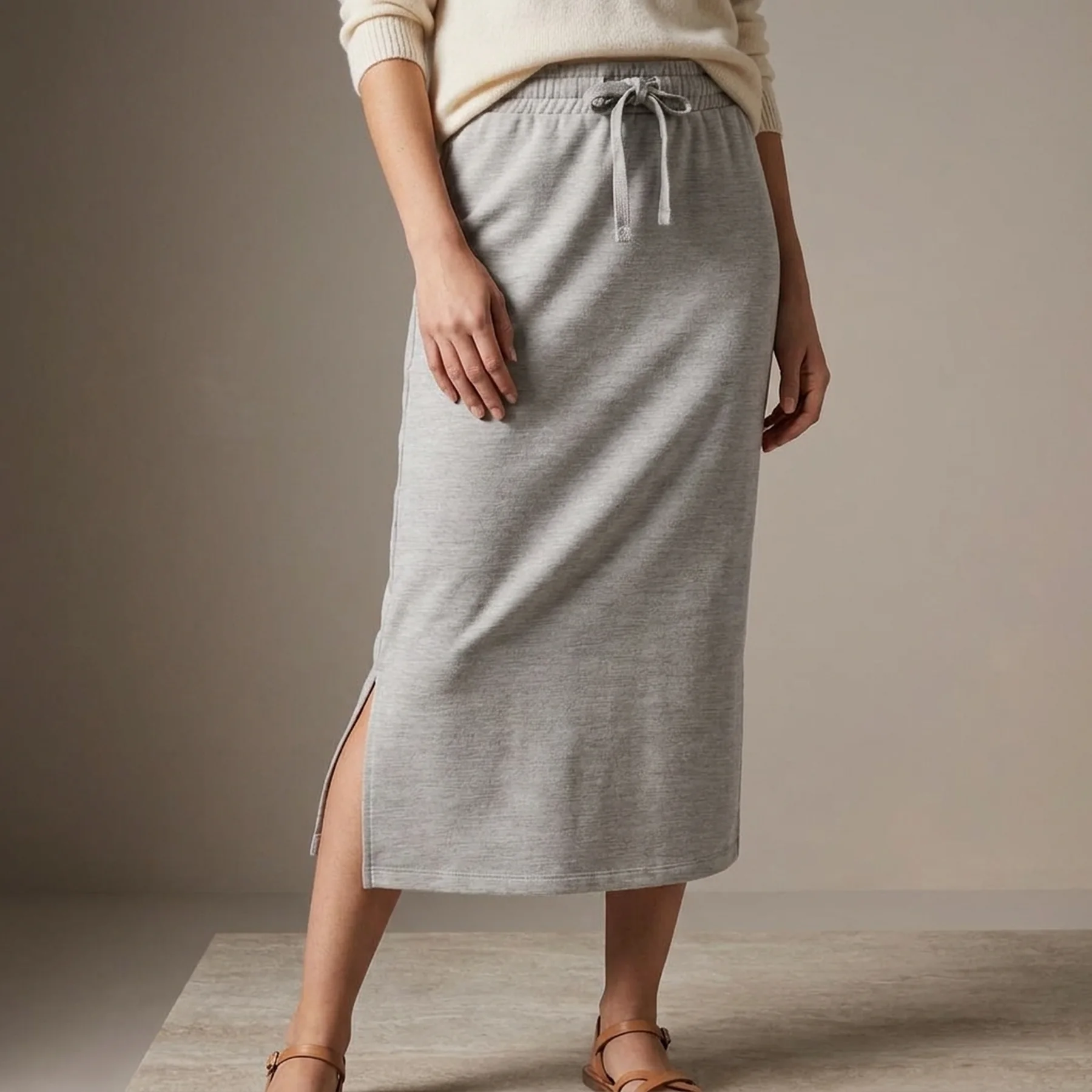 Спідниця ONLWANTED LT CALF SKIRT SWT 15244840-Light Grey Melange ONLY L Сірий