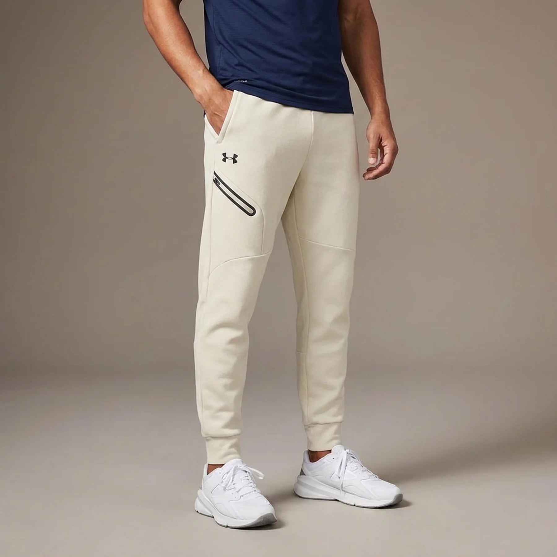 Спортивні штани UA Unstoppable Flc Jgr EU 1389353-110 Under Armour L Бежевий