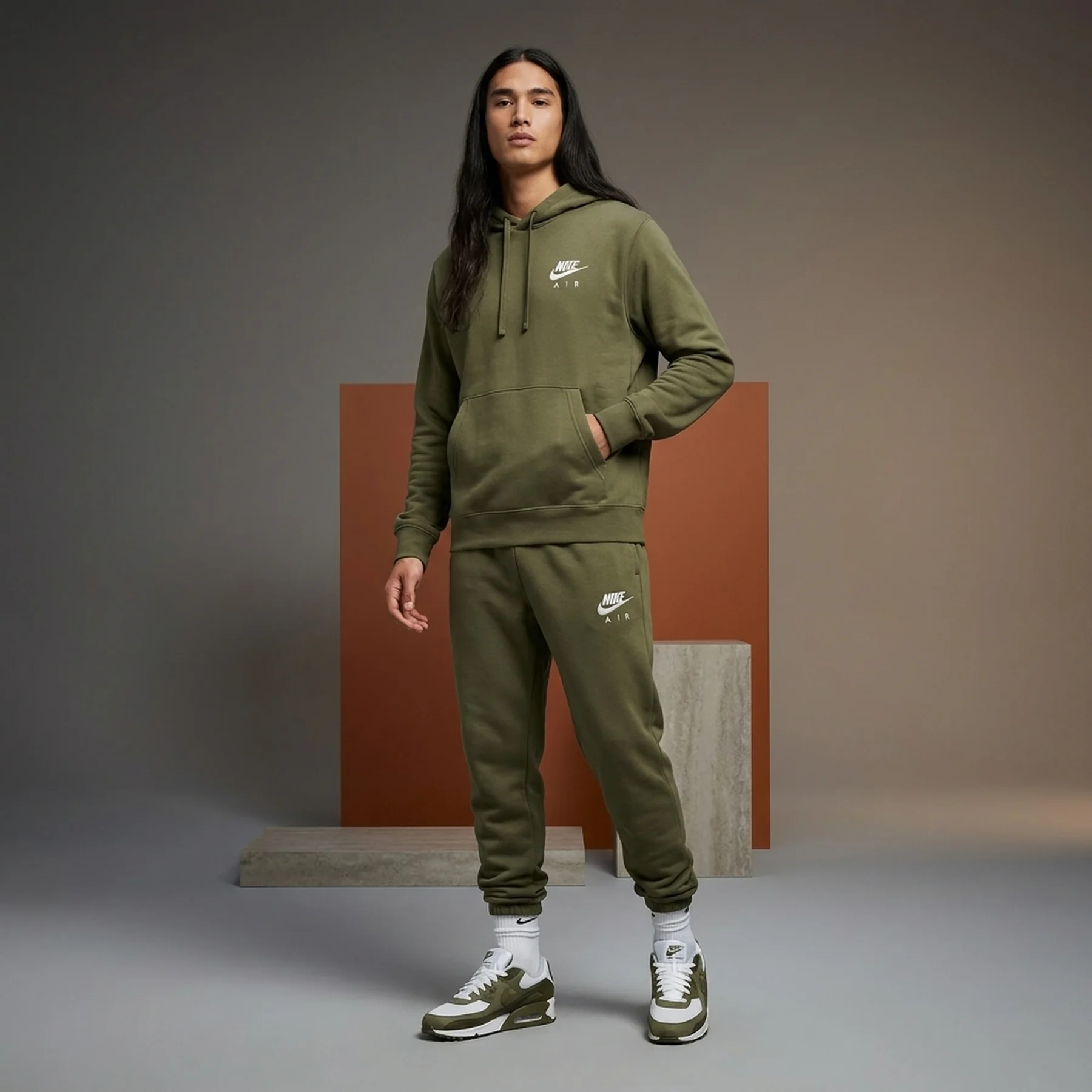 Спортивний костюм чоловічий Nike Air French Terry Olive (DV9777-222__DV9845-222)