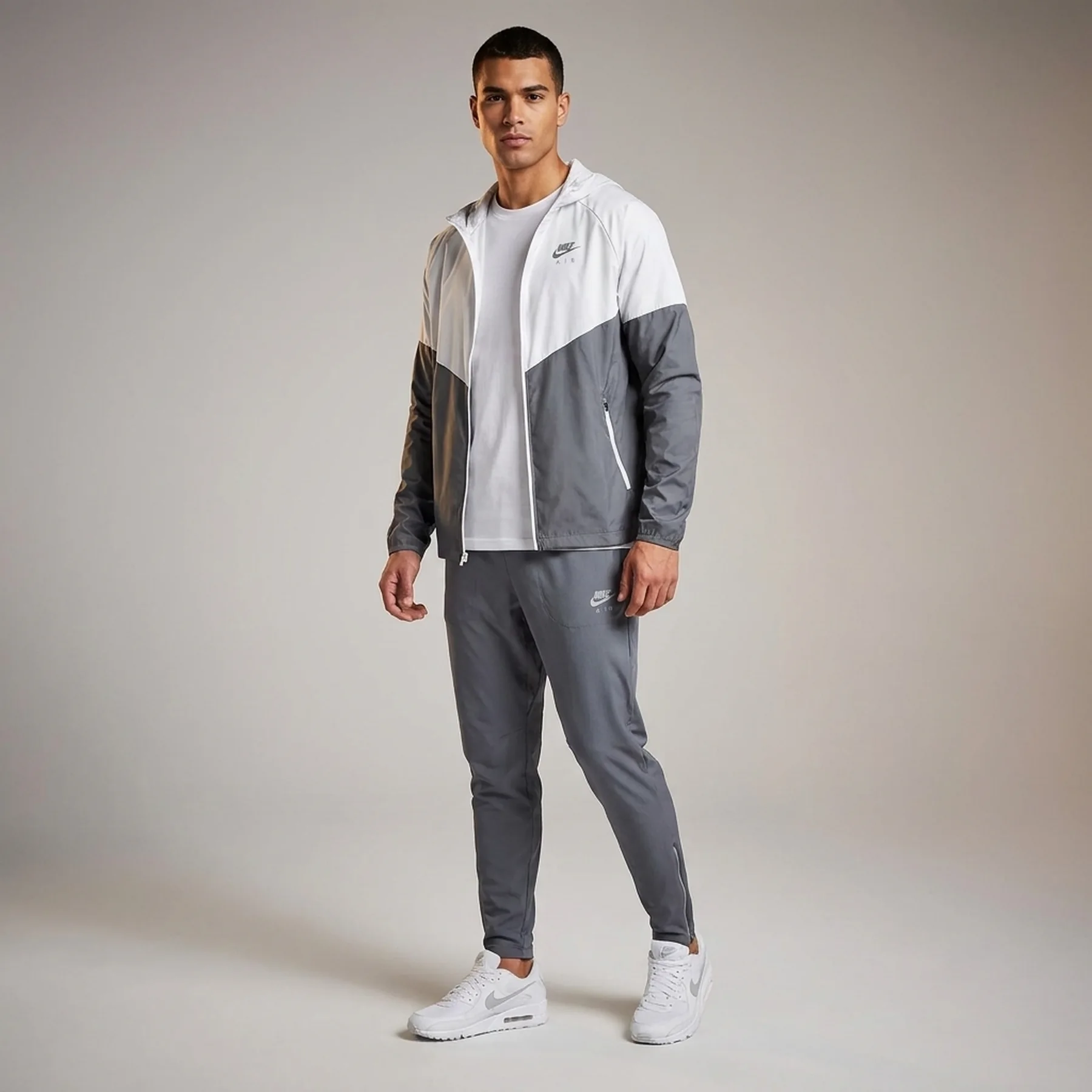 Спортивний костюм чоловічий Nike Air Run Grey/White (HM0187-068__HM0189-068)