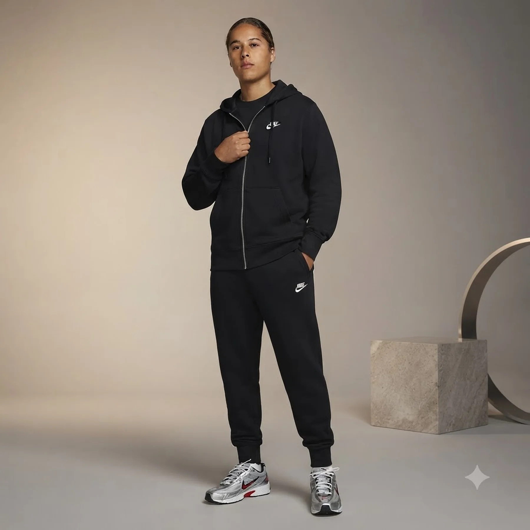 Спортивний костюм чоловічий Nike M Nk Club Ft Fz Black (FN3884-010__FN3801-010)