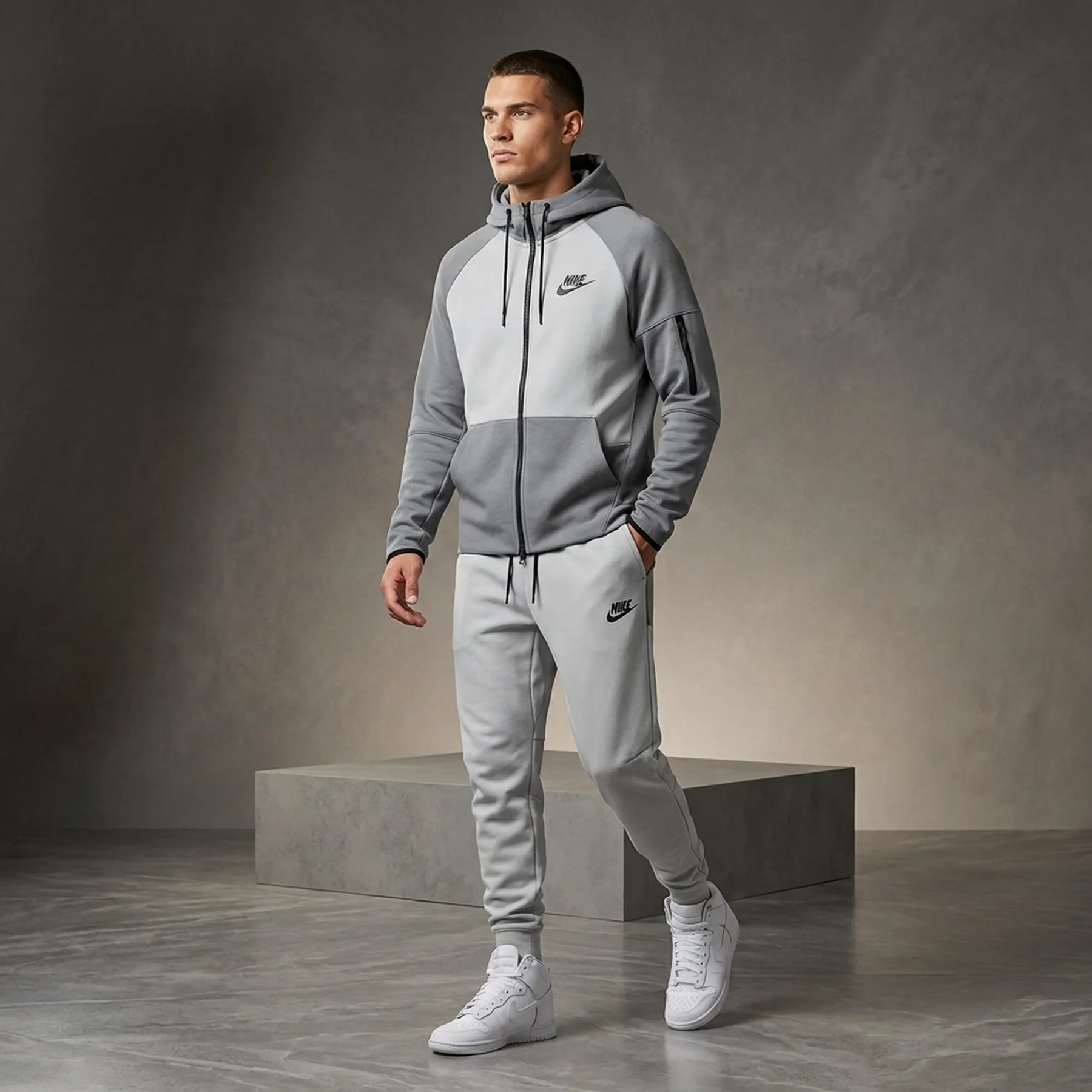 Спортивний костюм чоловічий Nike Sportswear Full Zip Grey (DD5284-077_DD5293-077)