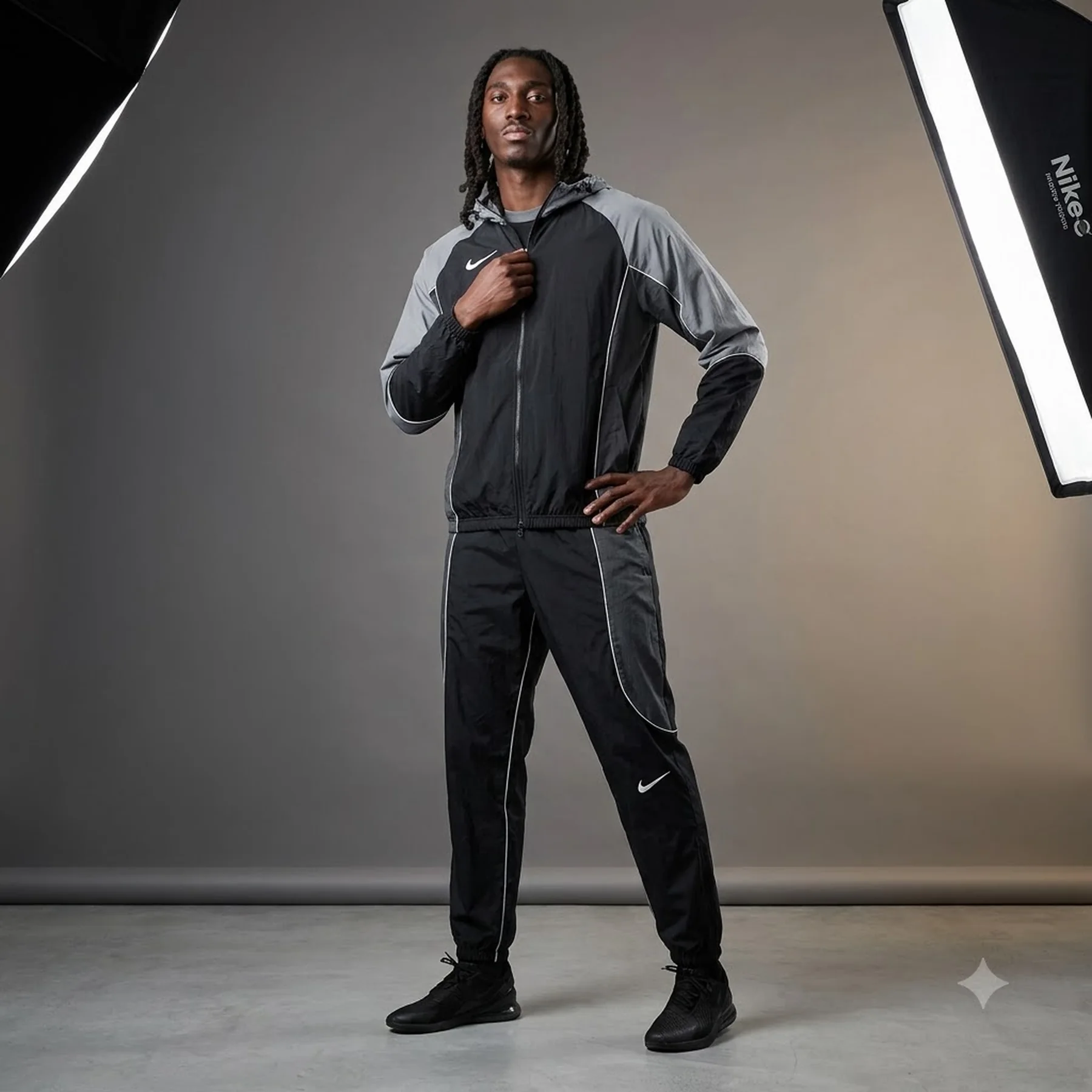 Спортивний костюм чоловічий Nike Strike+ Water Repellent Black/Grey (HJ3802-011__HJ3804-010)