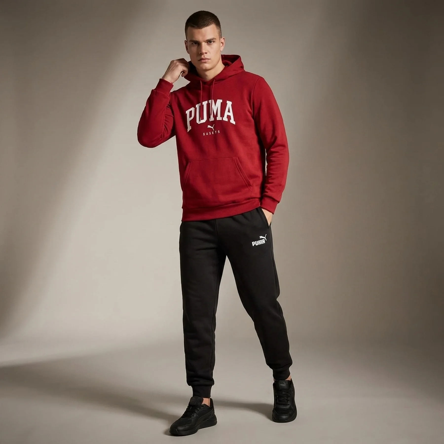 Спортивний костюм чоловічий Puma Squad Hooded Tracksuit Bordo/Black (681901-13)