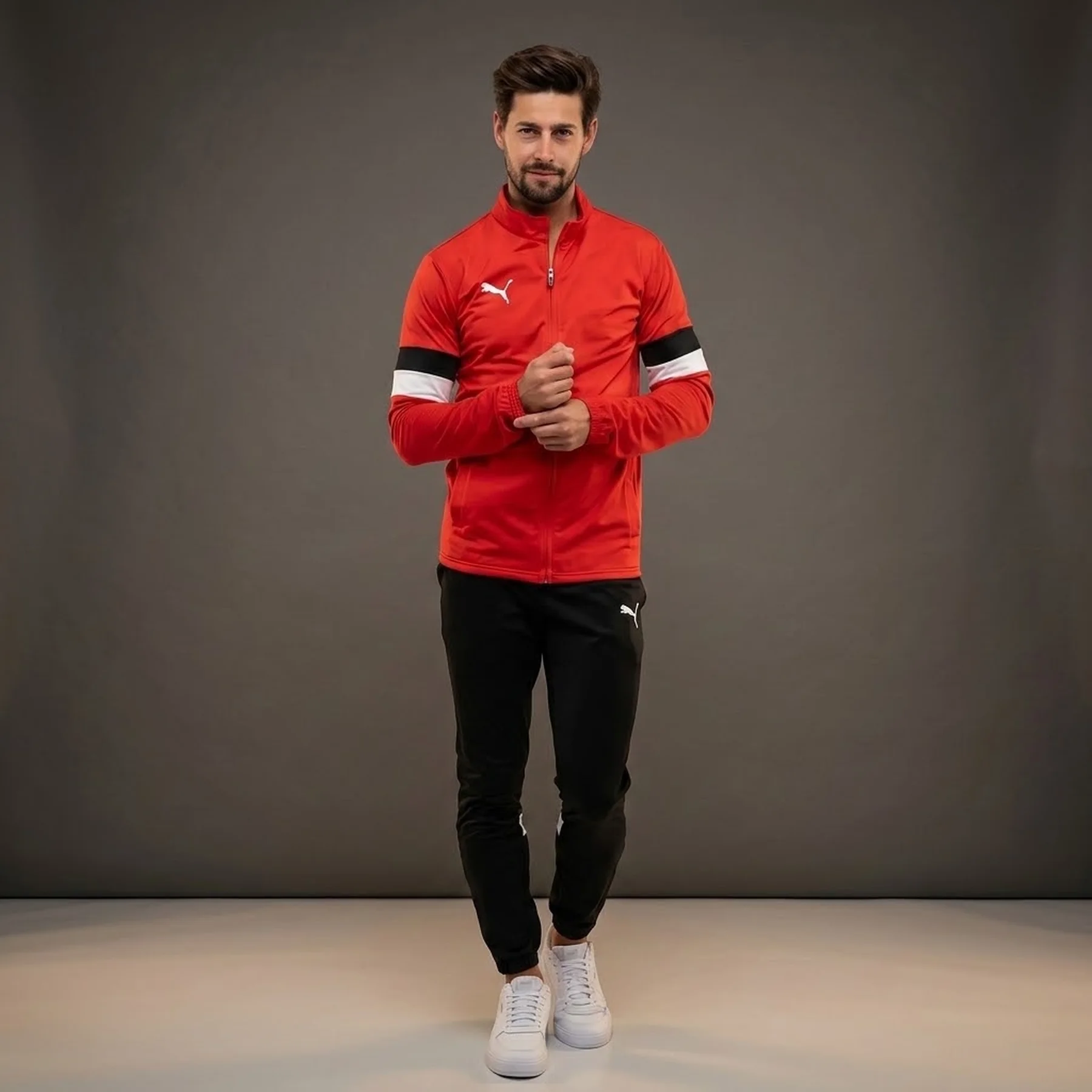 Спортивний костюм чоловічий Puma Teamrise Trainingsanzug F01 Red/Black (658653-01)