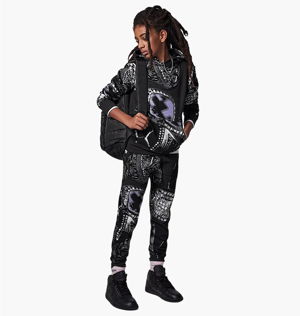Спортивний костюм дитячий Jordan Big Kids Mj Mvp Fleece Aop Pull Black/Violet (95D604-G0T__95D605G0T)