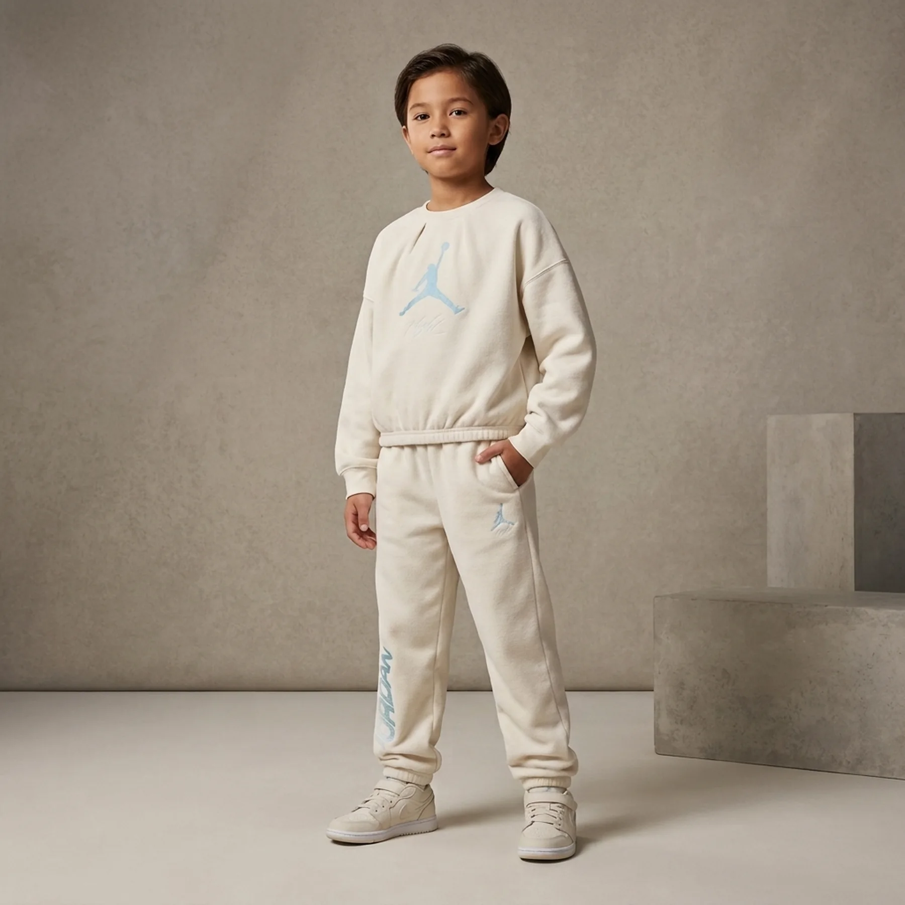 Спортивний костюм дитячий Jordan Jumpman Club Pleated Fleece Beige (45F410-782__45F412-782)