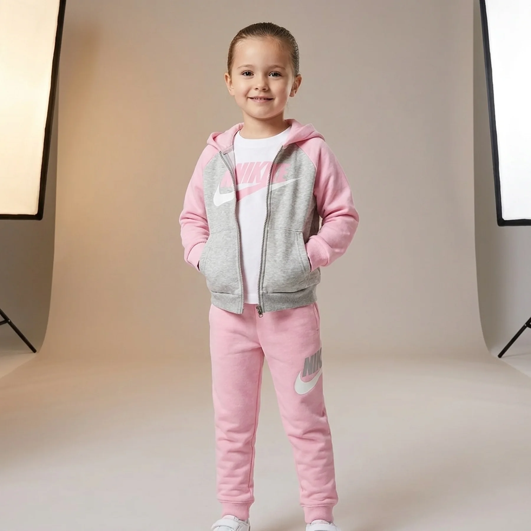 Спортивний костюм дитячий Nike Logo Tracksuit Pink/Grey (36N341-A0W)