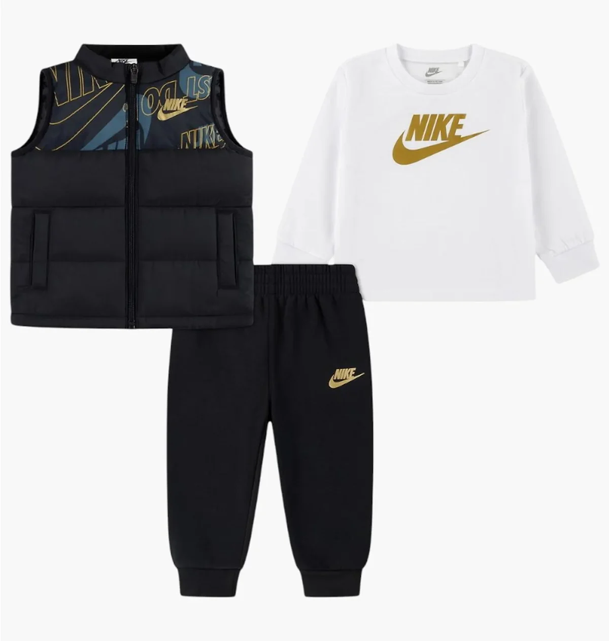 Спортивний костюм дитячий Nike Set - Puffer Vest/Blouse/Sweatpants Black/White (86N506-F66)