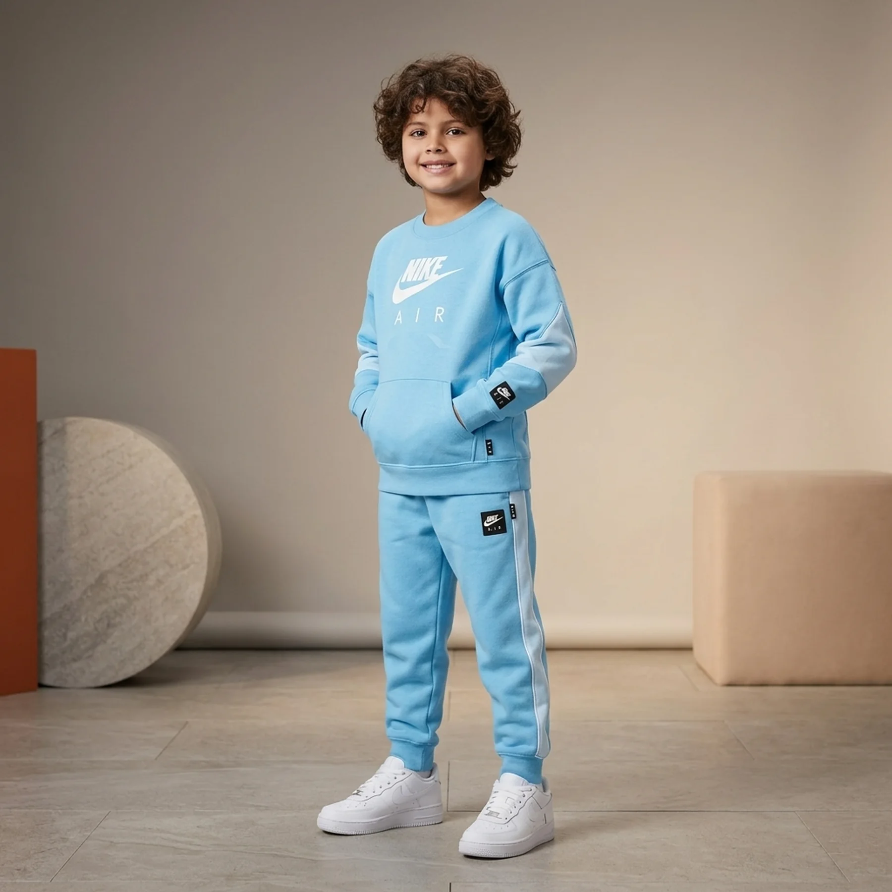 Спортивний костюм дитячий Nike Sportswear Air Fleece Light Blue (86M846-B9F)