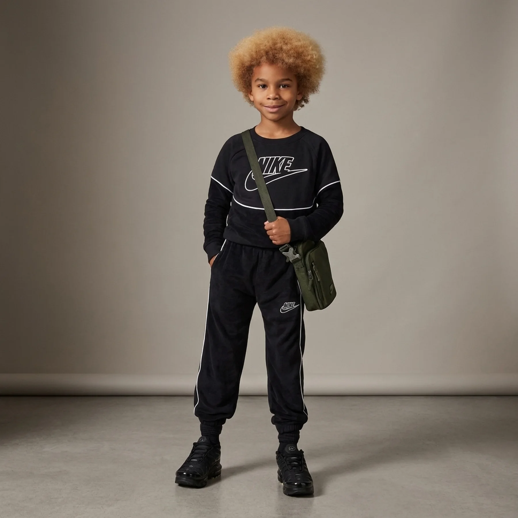 Спортивний костюм дитячий Nike Sportswear Amplify French Terry Crew Set Little Kids 2-Piece Set Black (86L198-023)