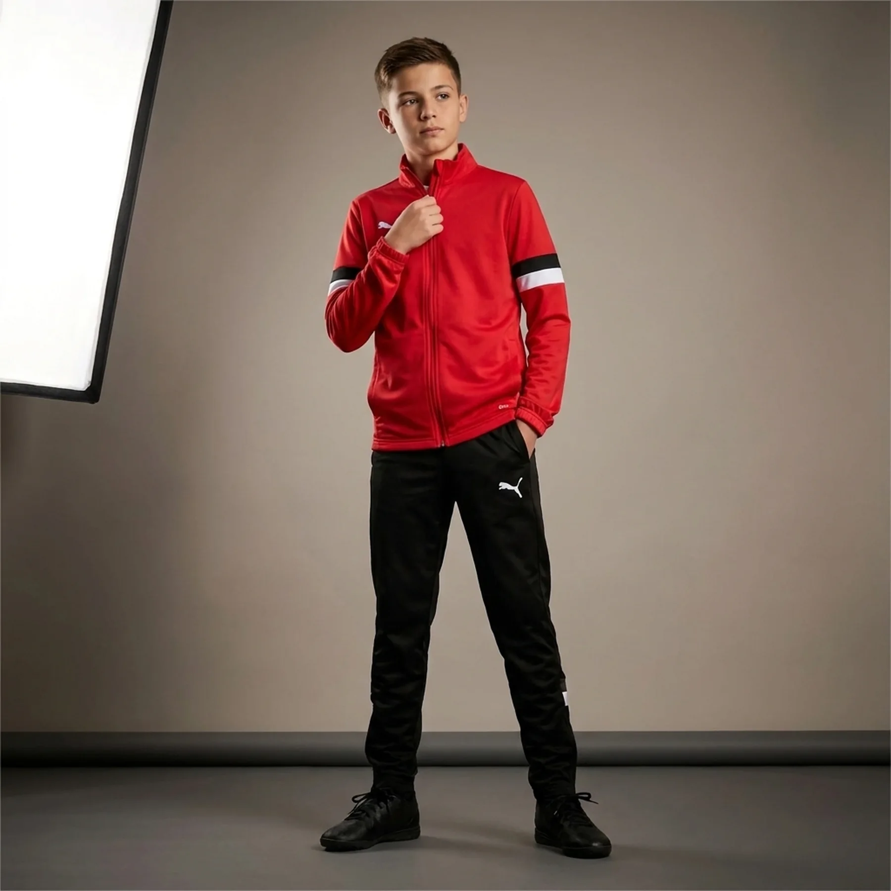 Костюм спортивний PUMA teamRISE Tracksuit Jr червоний, чорний Діт 140 см