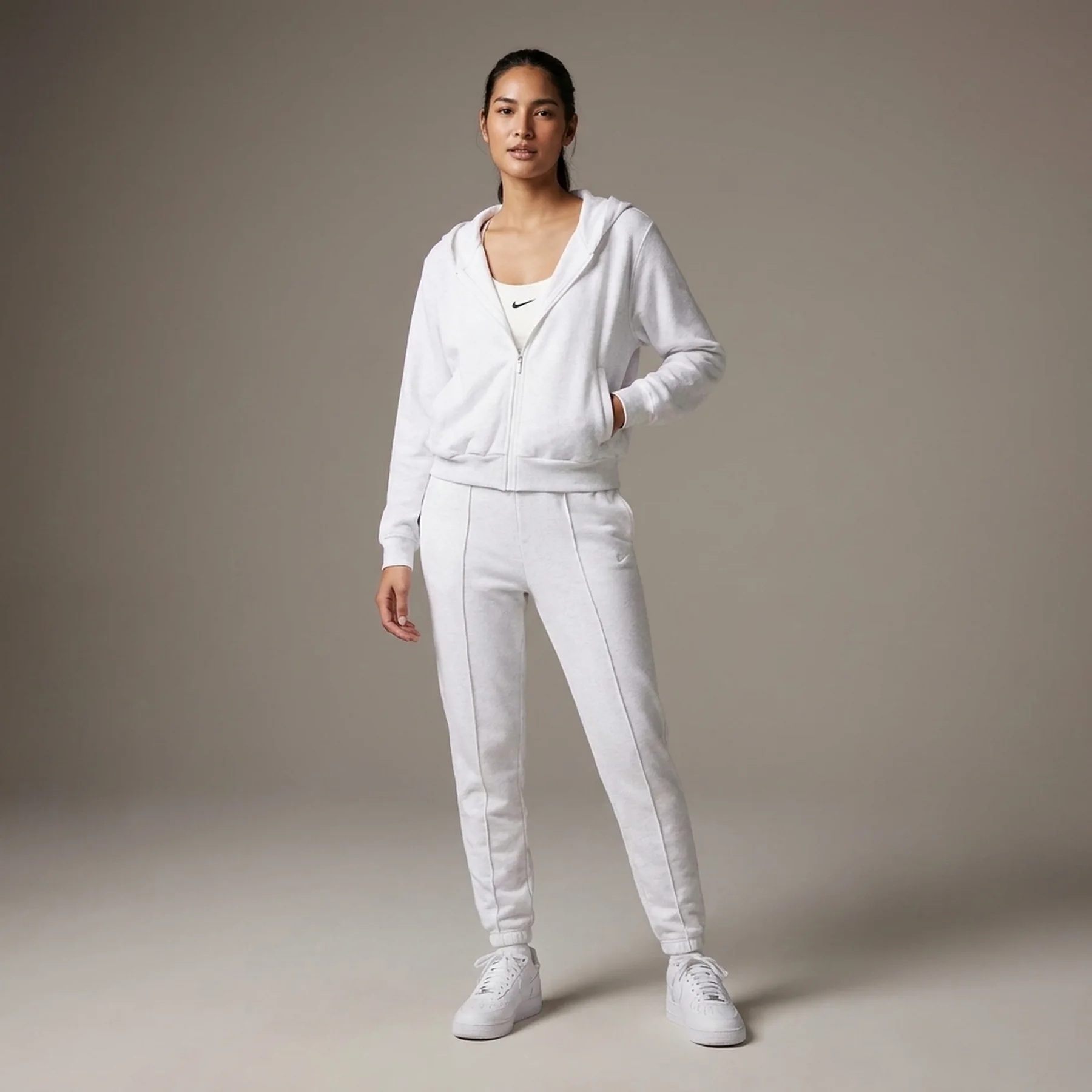 Спортивний костюм жіночий Nike Chill French Terry Fz Kadın Gri Sweatshirt White (FN2415-051__FN2434-051)