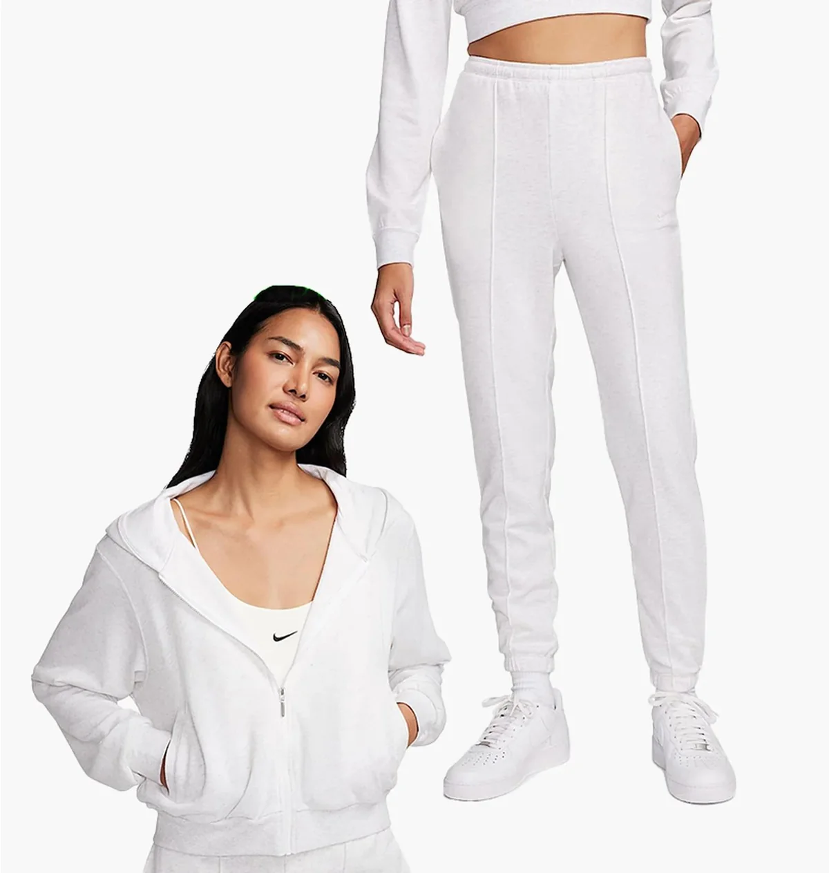Спортивний костюм жіночий Nike Chill French Terry Fz Kadın Gri Sweatshirt White (FN2415-051__FN2434-051)