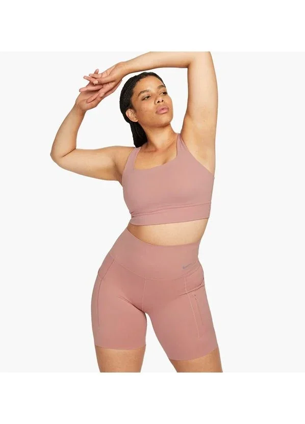 Спортивний топ жіночий Nike Go Womens Firm-Support High-Waisted 8 Biker Shorts With Pockets Peach (DQ5923-618)