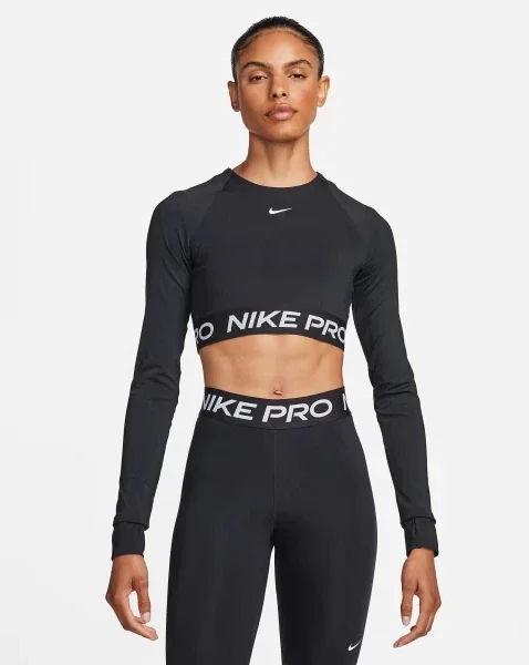 Спортивний топ жіночий Nike Pro 365 Dri-Fit Cropped Long-Sleeve Top Black (FV5484-010)