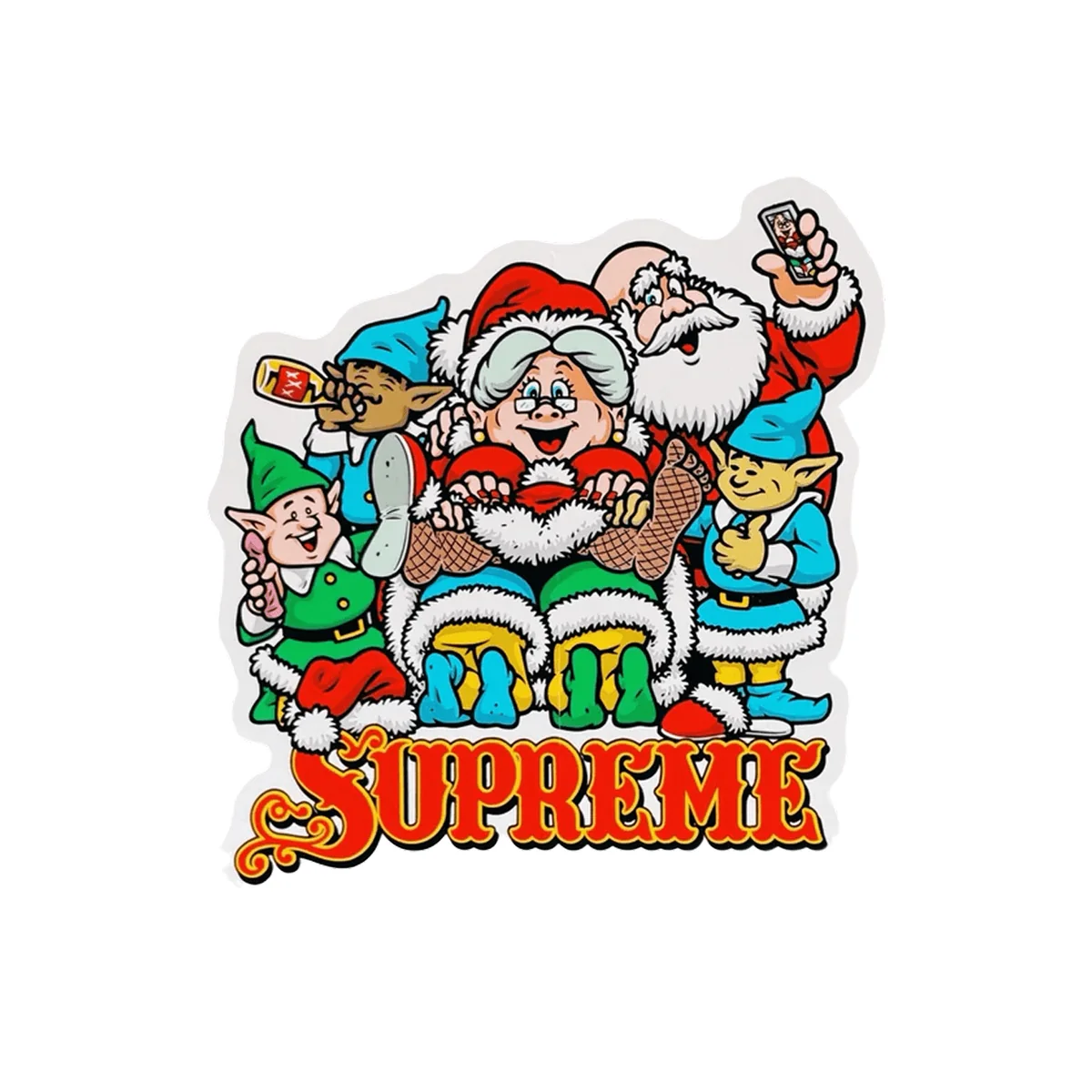 Стікер Supreme 'Naughty Santa & Elves' Multicolor Sticker (FW25)