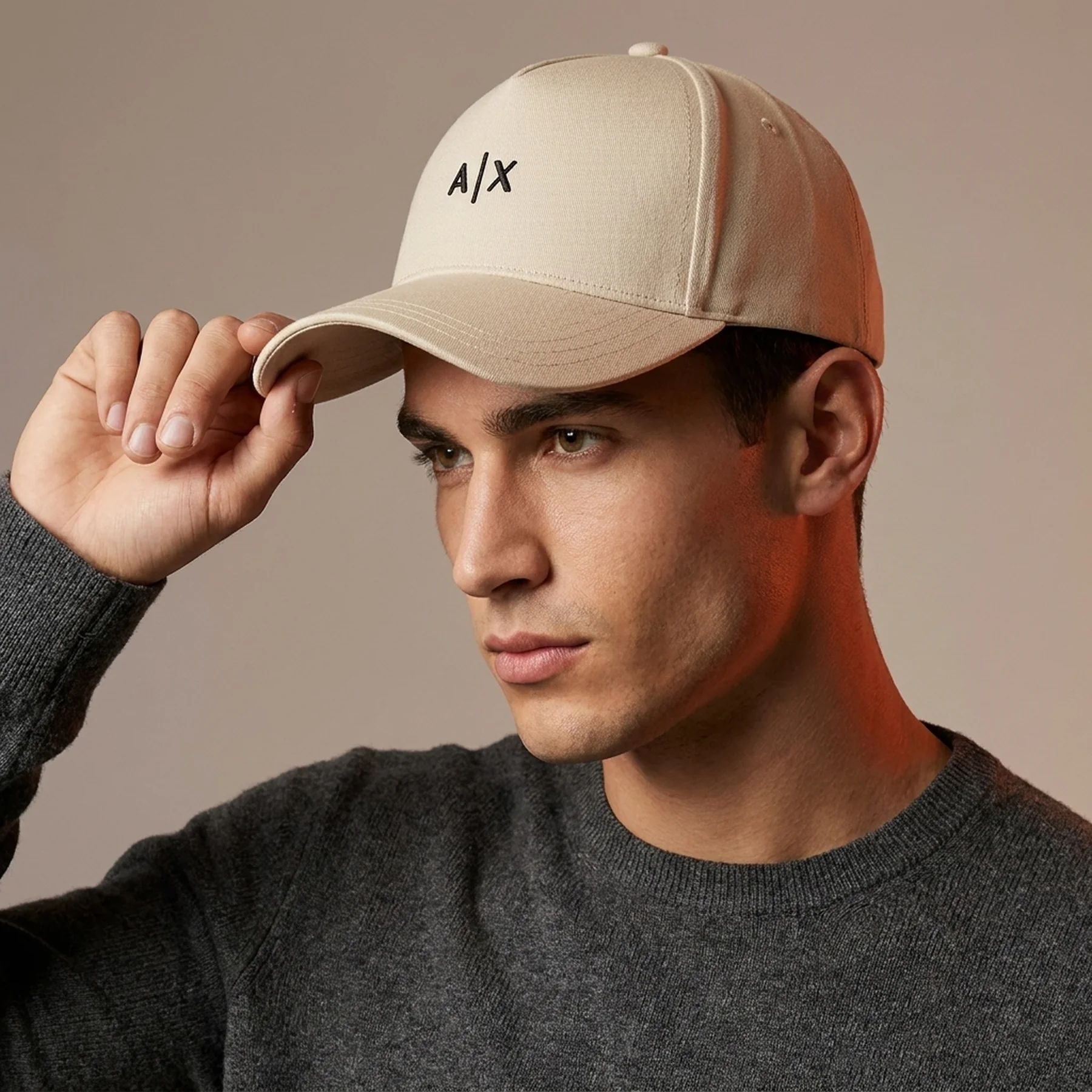 Стильна кепка Armani Exchange бейсболка з логотипом 1159812632 (Бежевий, One size)