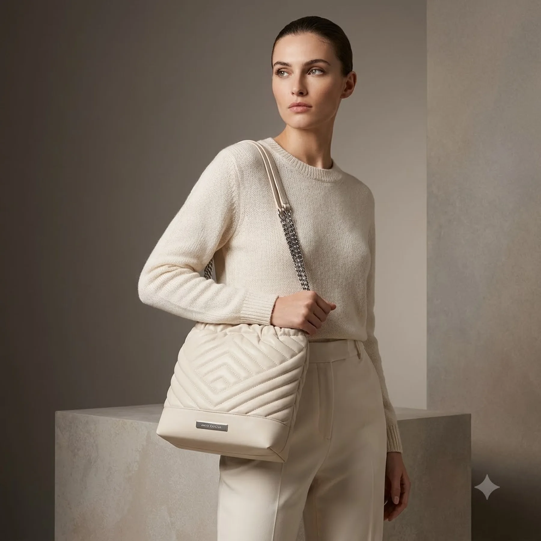 Стьобана жіноча сумка Armani Exchange 1159848780 Молочний