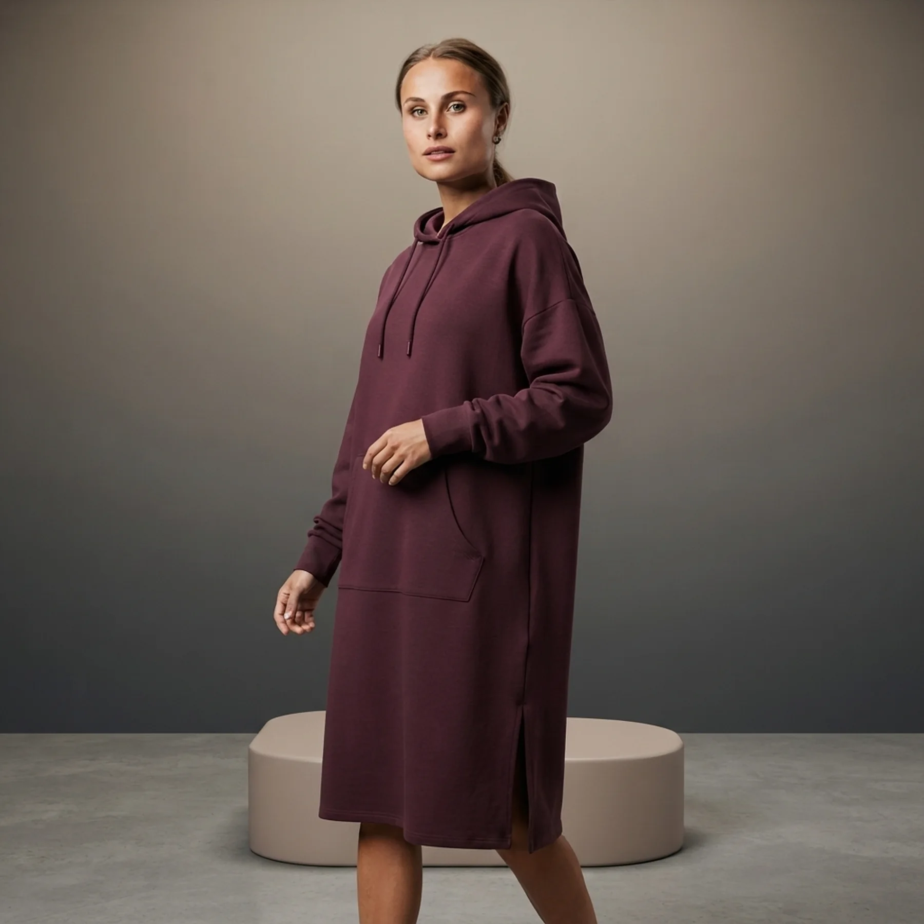 Сукня ONLCHELSEA LIFE L/S OVERSIZE DRESS SWT 15241307-Winetasting ONLY L Бордовий