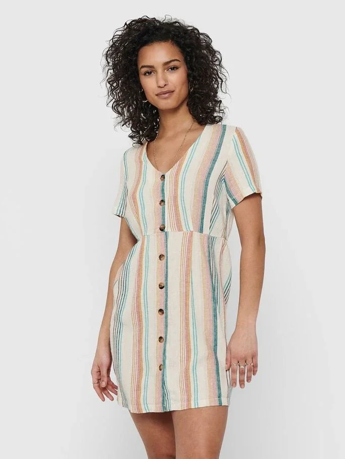 Сукня ONLVIVA-OHIO S/S BUTTON STRIPE DRESS PNT 15226232 Cloud Dancer ONLY L Білий