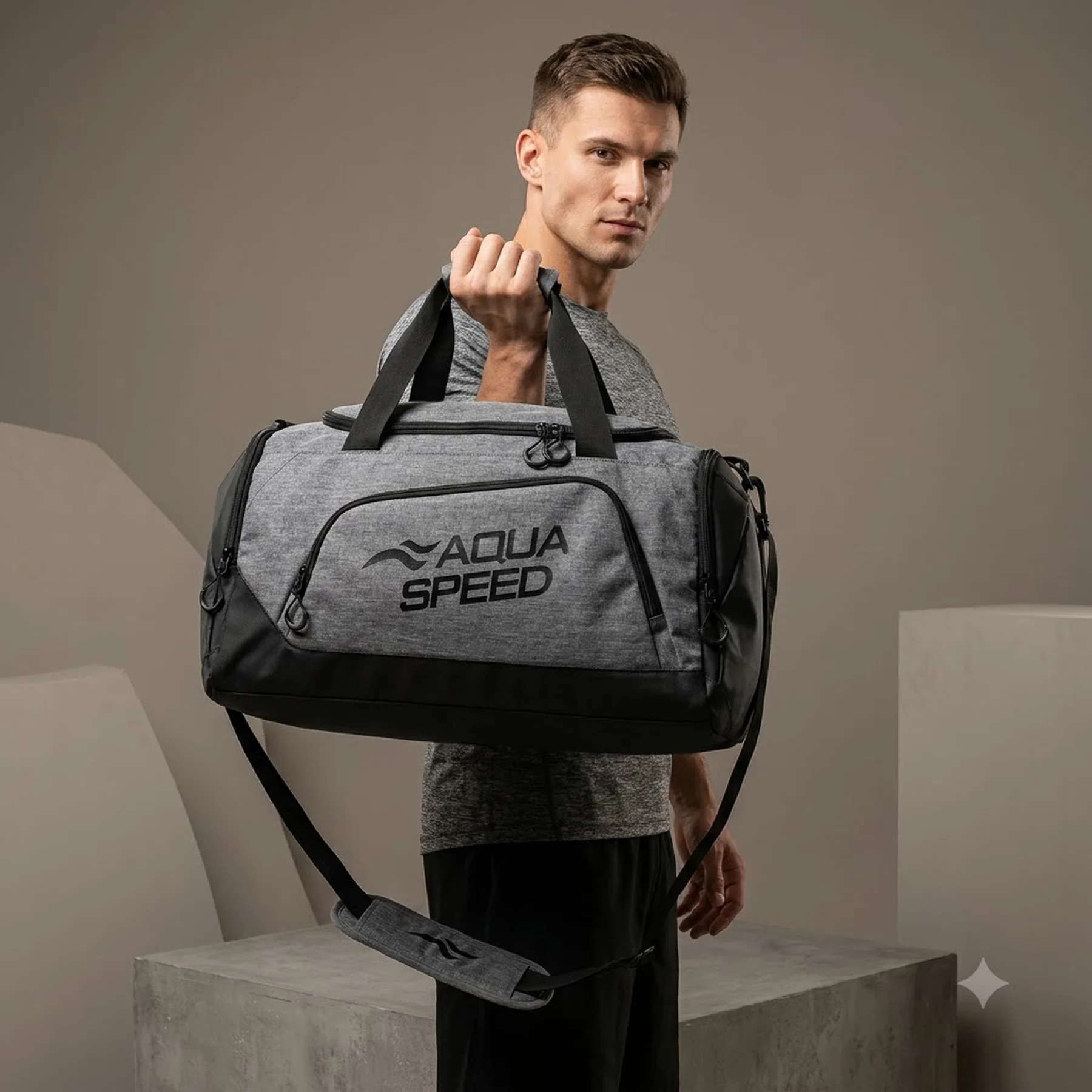 Сумка Aqua Speed Duffel bag M 60146 35L сірий, чорний Уні 48x25x29см