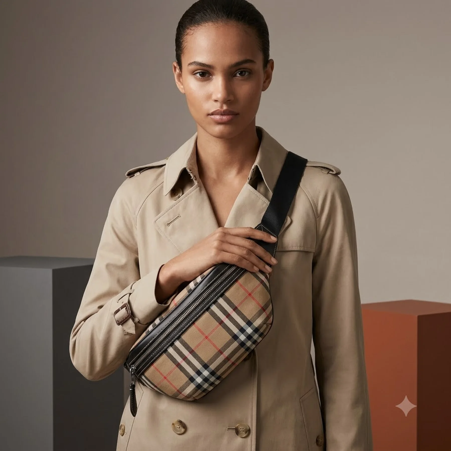 Burberry Sonny Check Canvas BumbagTaupe Brown