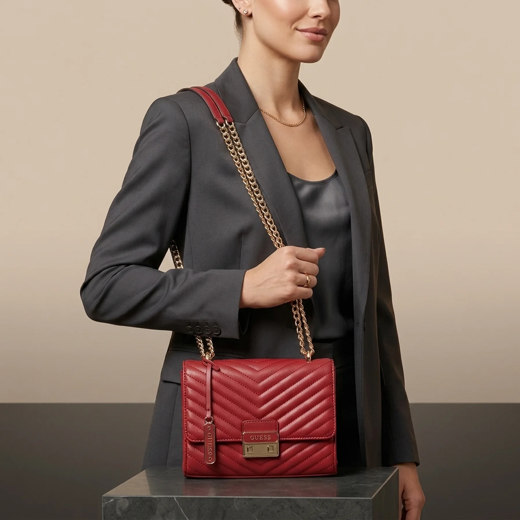 Сумка через плече Elise Guess з ланцюжком 1159858146 Бордовий
