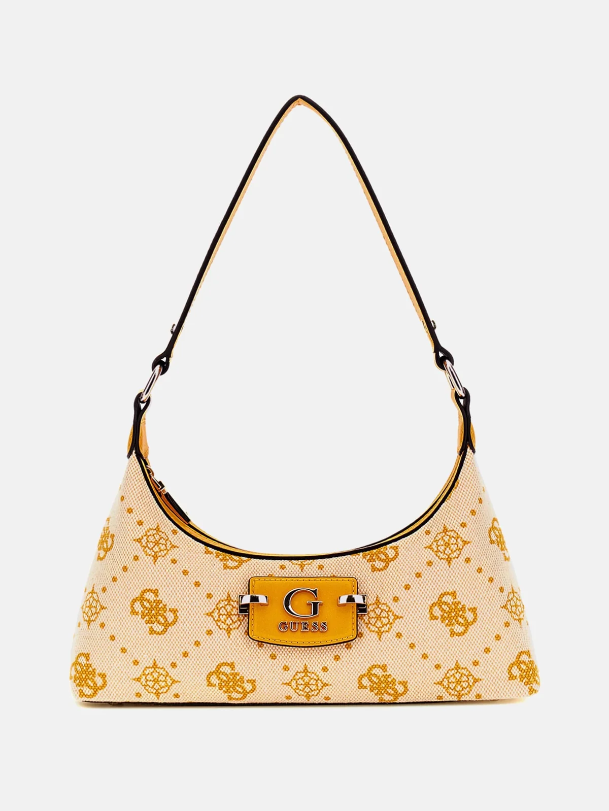 Guess Yellow Logo Neda Top Zip Shoulder Bag