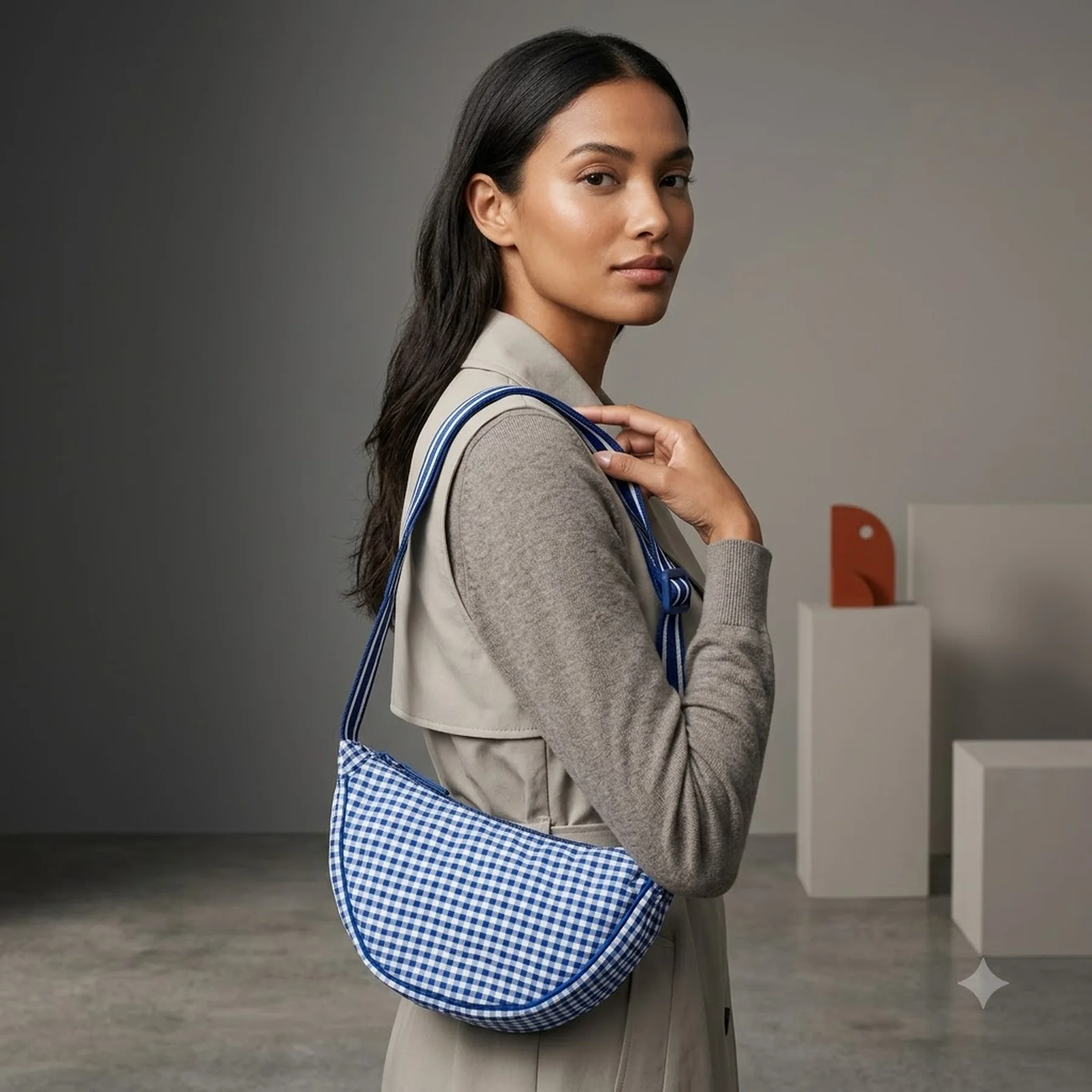 Сумка напівкругла UNIQLO через плече 1159838860 (Синій One size)